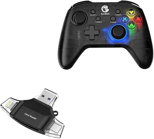BoxWave Gadget inteligente compatible con GameSir T4 Pro - AllReader lector de tarjetas SD, lector de tarjetas microSD Compact USB - Negro azabache
