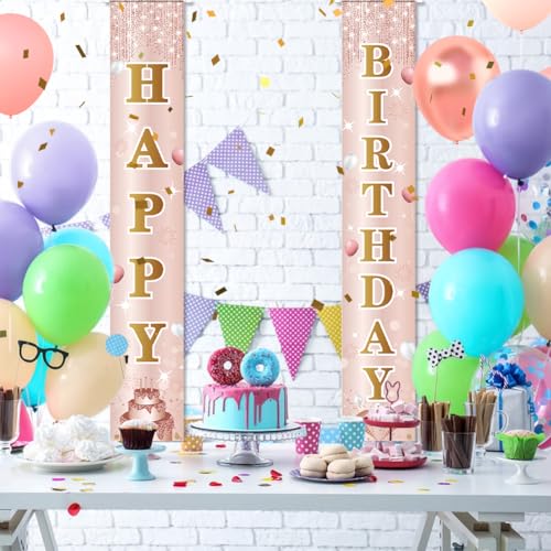 Image of Birthday Decorations Banner, Happy Birthday Door Sign for Men Women Boys Girls Ideal Birthday Decorations Party Supplies Outdoor Indoor 72 x 12 Inch