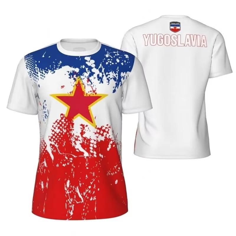 T-Shirt Manches Courtes Yougoslavie Football Col Rond Respirant