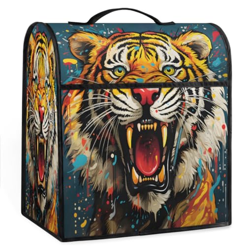 Coffee Maker Cover Colorful Graffiti Tiger Kitchen Appliance Covers Small Appliance Covers Blender Cover Juicer Cover Dust Covers for Kitchen Appliances with Top Handle and Pockets,Washable,C686