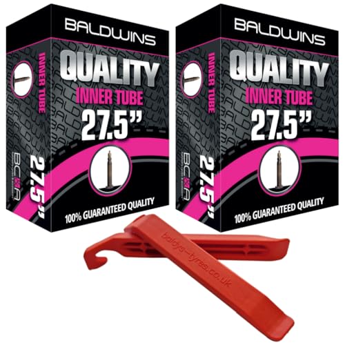 Baldwins Bike Inner Tube 27.5 x 2.40 to 2.80 Presta Valve & BALDY'S TYRE LEVER (Pack of 2)