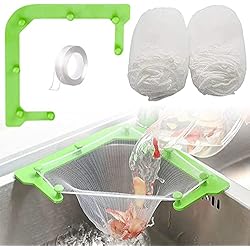 Fregadero Triangular Colador de Fregadero Esquina, Filtro de Fregadero Cocina Triangular con Soporte y 100 Bolsas de Filtro para Residuos de Cocina