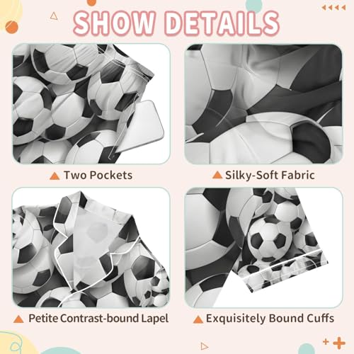 senya Football Background Satin Summer Pajama Sets Silk Short Sleeve Button Down Sleepwear3