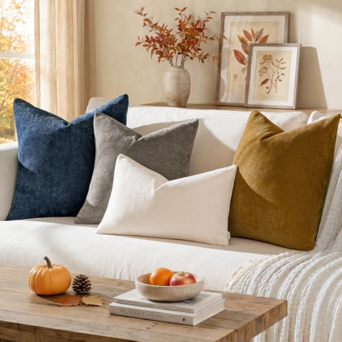 Image of Fall Decorative Throw Pillow Covers Pack of 2,20x20 Inch Warm Brown