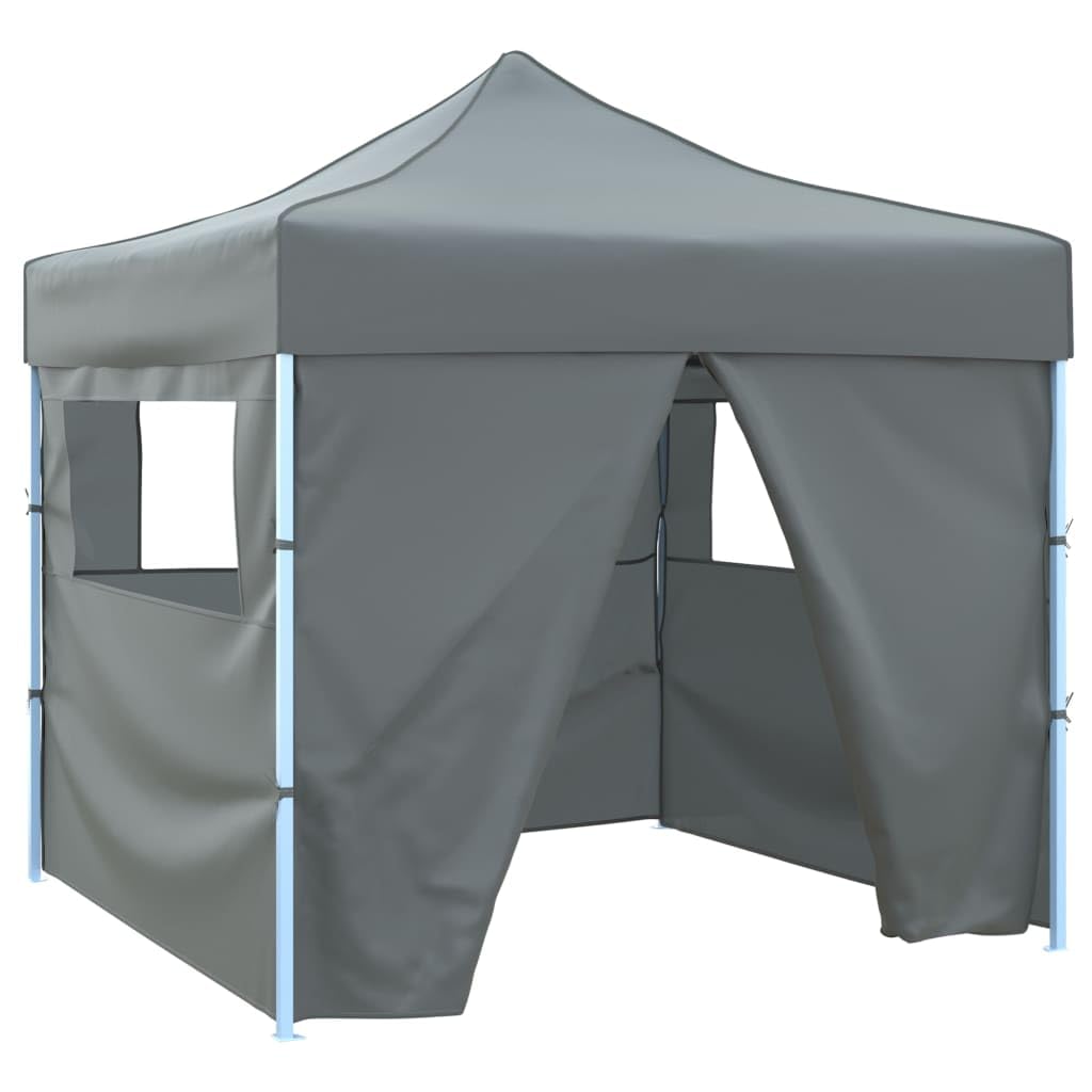 Markiza typu Pop-up 3 x 3 m, antracyt, z 4 ściankami | Stalowy stelaż malowany proszkowo, dach z tkaniny Oxford 600D z powłoką PCW, odporny na wodę i promieniowanie UV