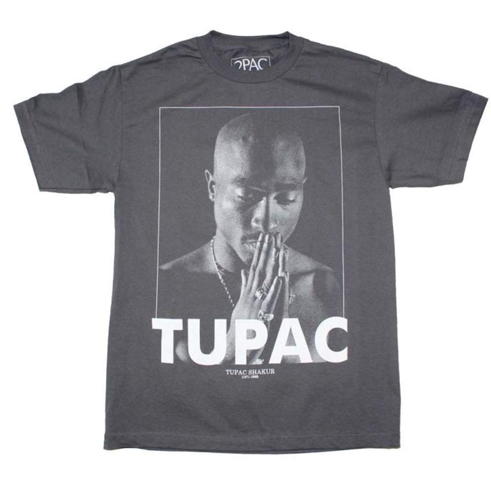 Band MerchMen's Tupac Praying Charcoal T-Shirt