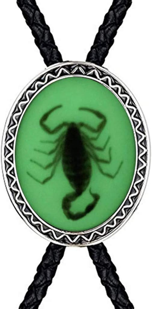 HUABOLA CALYN Handmade Bolo tie- Unique Luminous Stone Native American White 3D Scorpion Animal Bolo tie for Men - Image 2