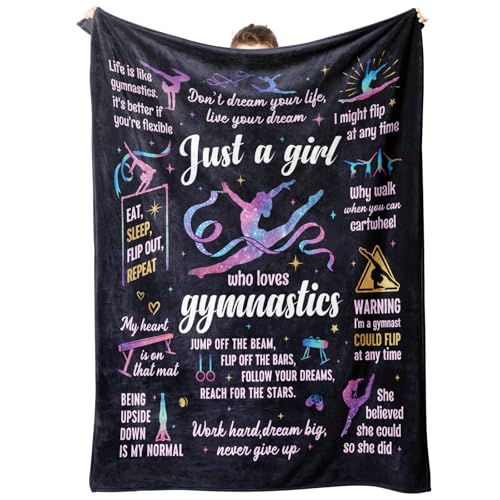 IDELTIME Gymnastics Gifts for Girls - Gymnastic Blanket Girls Gymnastics Gifts for Women Her Birthday Christmas Graduation Gymnast Gift Stuff Sports Lovers Home Decor Throw Blanket 60 x 50