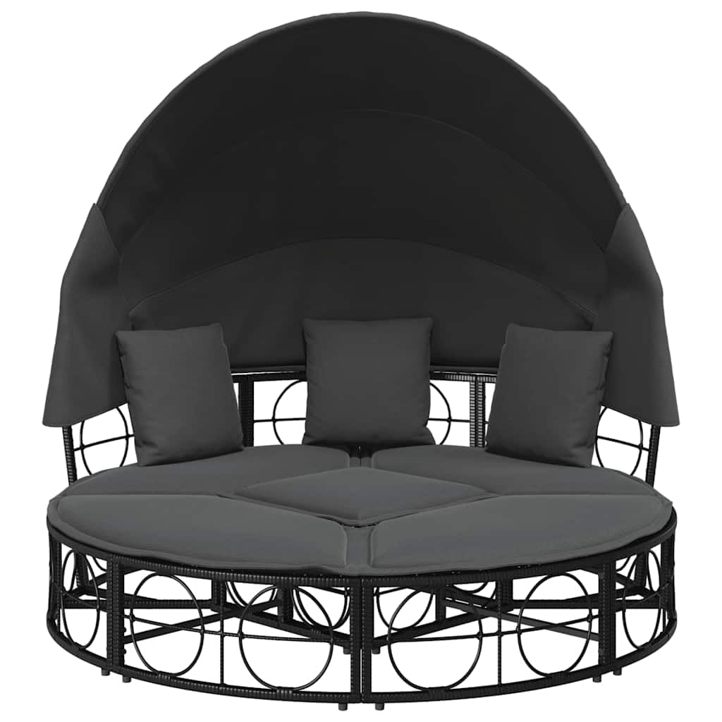 Générique Letto di riposo esterno con baldacchino retrattile e cuscini, letto da giardino modulare in resina intrecciata, set convertibile in isola di sole o salone di conversazione con fodere