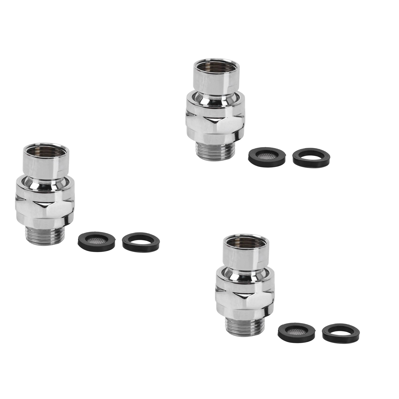 Hndhbfgrt Silver 3X Brass Chrome Ball Joint Shower Arm Head Angle Adjustable Swivel Adapter