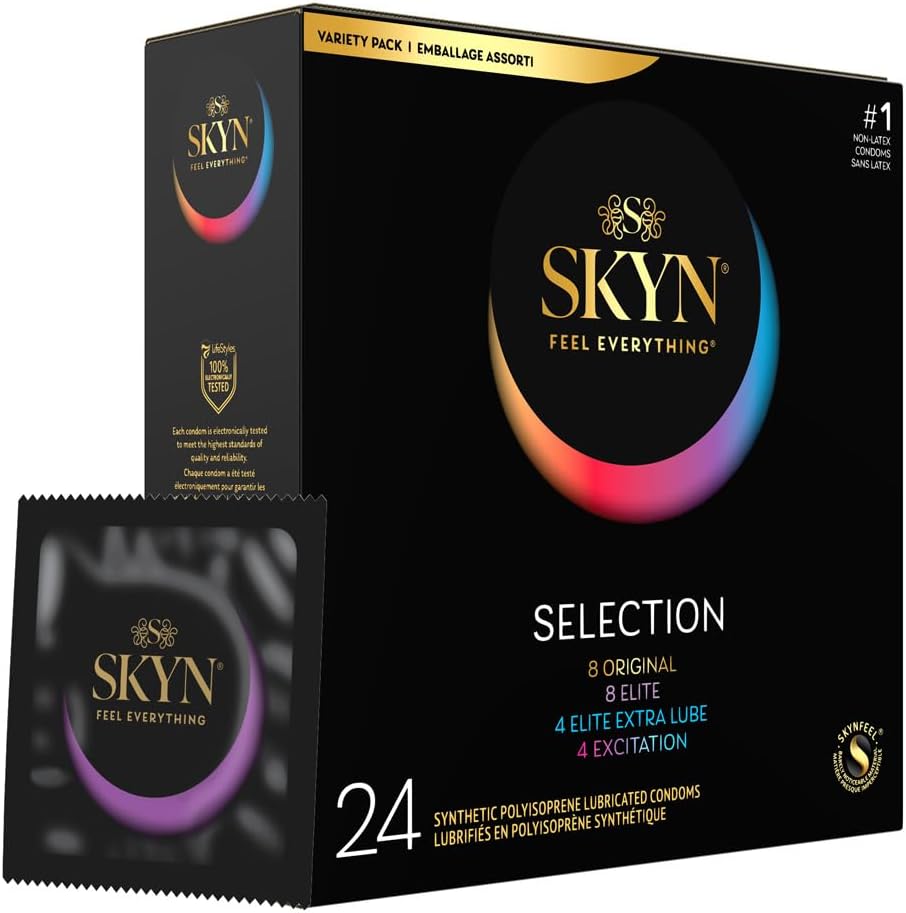 SKYN Selection Latex-Free Condoms - 24 Count - New Variety Pack Includes SKYN Original, Elite, Excitation and Elite Extra Lube Condoms