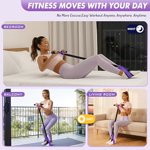 Image of Pedal Resistance Band with Handle | Upgraded 55LBS Exercise Resistance Bands for Core, Abs, Legs, Glutes, Arms, Strength, Physical Therapy, Pilates, Sit Up Workout Equipment for Women Home Gym