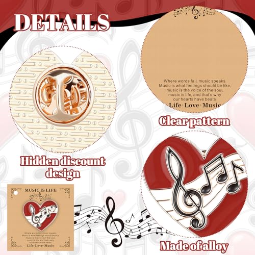 Image of Liliaafar 20 Pcs Music Note Lapel Pins Musical Note Band Award Pins Gifts Cards Bulk for Musician Music Lover Teacher Graduation Gifts for Students