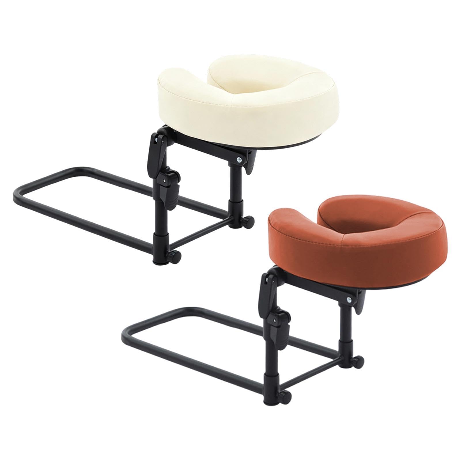 Almohada Facial Ergonómica para Masaje Kit de Soporte para Cabeza Cojín de Apoyo Ajustable Reposacabezas de Colchón Hecha de Cuero PU y Esponja, Beige Blanco, tal como se describe