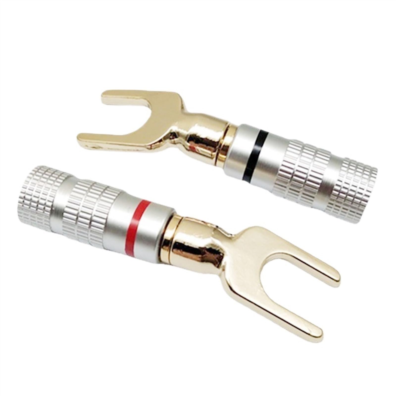 2/4/12/24-teiliges Audio-Set mit Doppelschraube, Lautsprecherkabel, 24 K vergoldet, 4 mm Bananenstecker, Lautsprecherklinkenstecker, Typ U/Y (4 Stück)