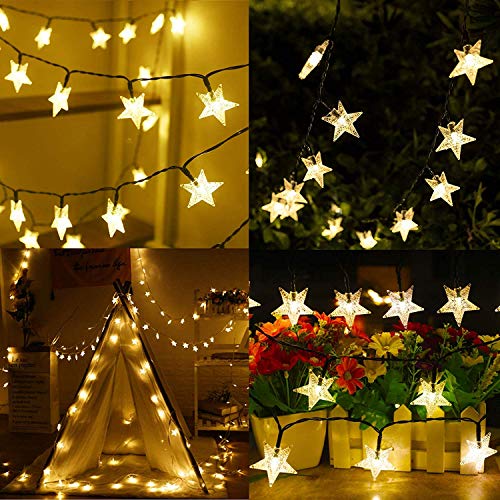 Fairy Lights Battery Powered Stars String Lights 5M 50 LED Battery Operated Decorative Lighting for Christmas Wedding Birthday Indoor Outdoor Use(Warm White)