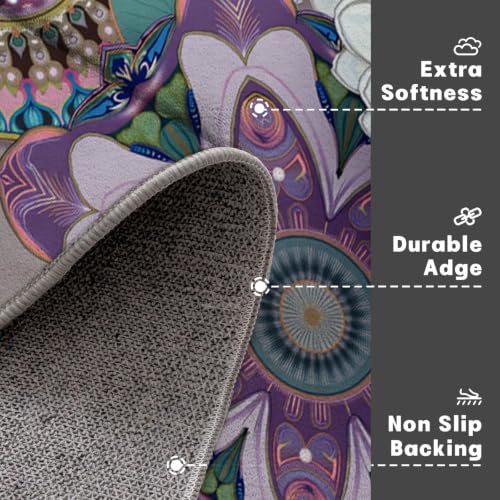 Paillasson fleurs sauvages géométriques rose clair 80x120 cm lavable - 6