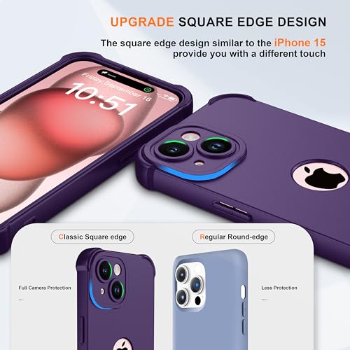Image of ORETECH 3 in 1 for iPhone 15 Case with 2 x 9H Screen Protector,Purple