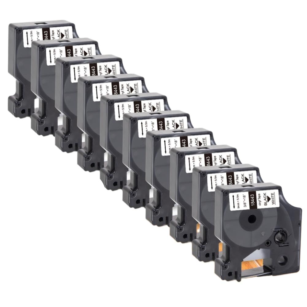 Nastro Etichette 18443 9mm Nero Su Bianco 10 Pezzi Compatibile Con 4200