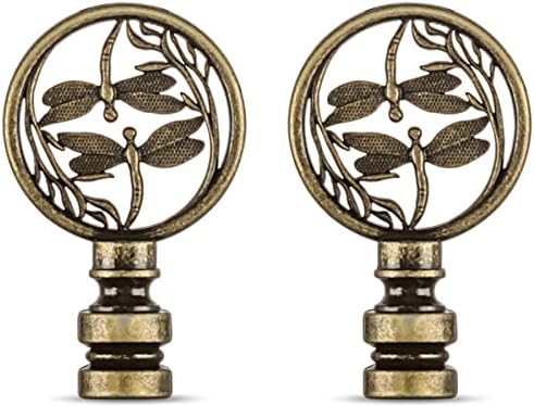 2 Packs Lamp Finial Cap Knob, Dragonfly Design Lamp Decoration for Lamp Shade, Antique Brass, 1-3/8 Inches