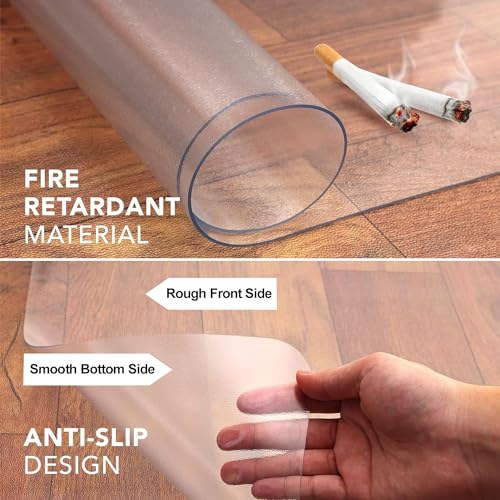 Office Chair Mat for Hardwood Floor: 63\"x 51\" Extra Large Chair Mats for Hard Wood and Tile Floor, Clear Floor Mat for Rolling Chair and Computer Desk, Heavy Duty Plastic Floor Protector for L Desk