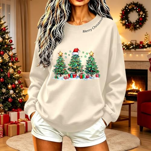 Christmas Sweatshirt for Women Xmas Tree Graphic Holiday Pullover Tops - image 2
