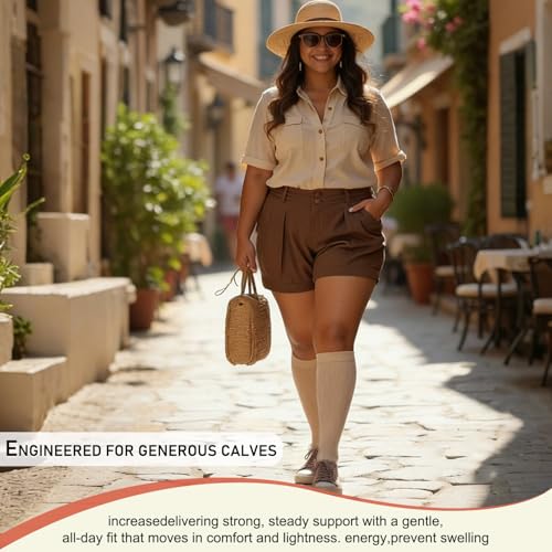 Image of Diu Life 3 Pairs Plus Size Compression Socks for Women and Men Wide Calf Extra Knee High Support for Circulation