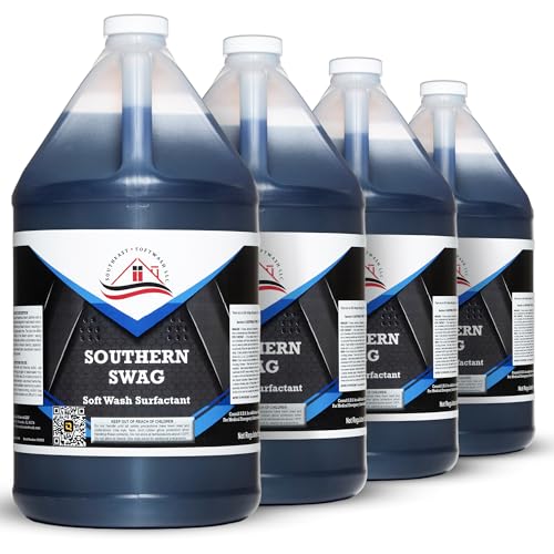 Southeast Softwash Southern Swag - Professional Exterior House Cleaner Siding Cleaner & Roof Wash Surfactant for Pressure Washing & Soft Wash Applications | Fresh Rain Scent 1 Gallon (4 Pack)