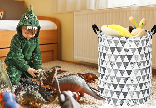 Image of Baby Waterproof Storage Basket Kids Hamper Nursery Bins Organizer Gift Toy Box Laundry Basket for Women Large Canvas Collapsible Chest for Home /Dorm /Office /Room Decor