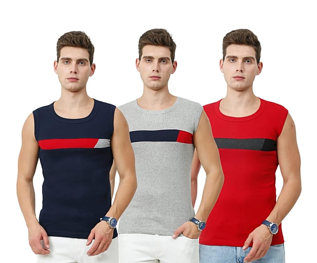 Men's Cotton Gym Vest, Tank Top, Regular Fit, Sleeveless, Breathable, Casual Wear