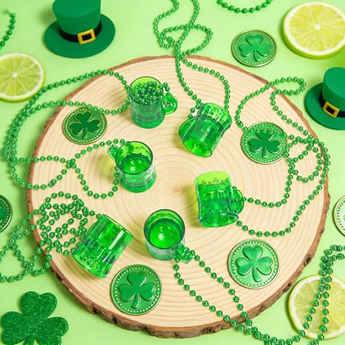 Hiwtonk 13Pcs St Patricks Day Shot Glasses Bead Necklaces for Women Men Irish Gifts St Patricks Day Accessories Party Favor Supplies by Hiwtonk - Image 2