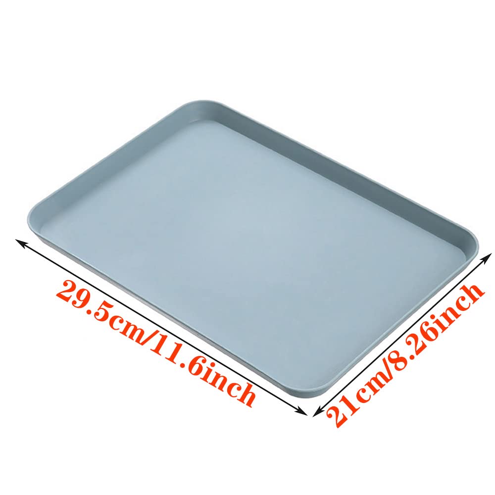 Juego de 3 bandejas rectangulares de plástico para servir – Bandejas de comida rápida para cocina, comedor, cafetería en rosa, azul y gris, duraderas, ligeras y fáciles de limpiar