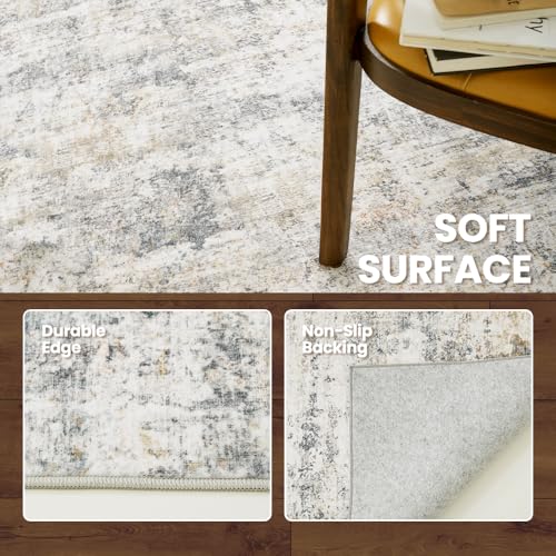 Tapete 8x10 Gris y Beige Lavable para Sala miniatura 4
