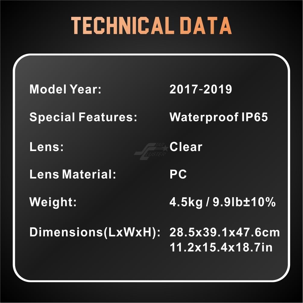 STARCLUSTER SONAR Projector Headlight Assembly for 2017-2019 Ford F-250 F-350 F-450 F-550 Super Duty Fourth Generation, Black Housing Clear Lens Headlamp