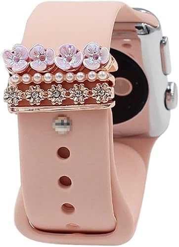 1 juego de abalorios de reloj para Apple Watch Series 9 8 SE 7 6 5 4 3 2 1 Correa de reloj Anillo decorativo