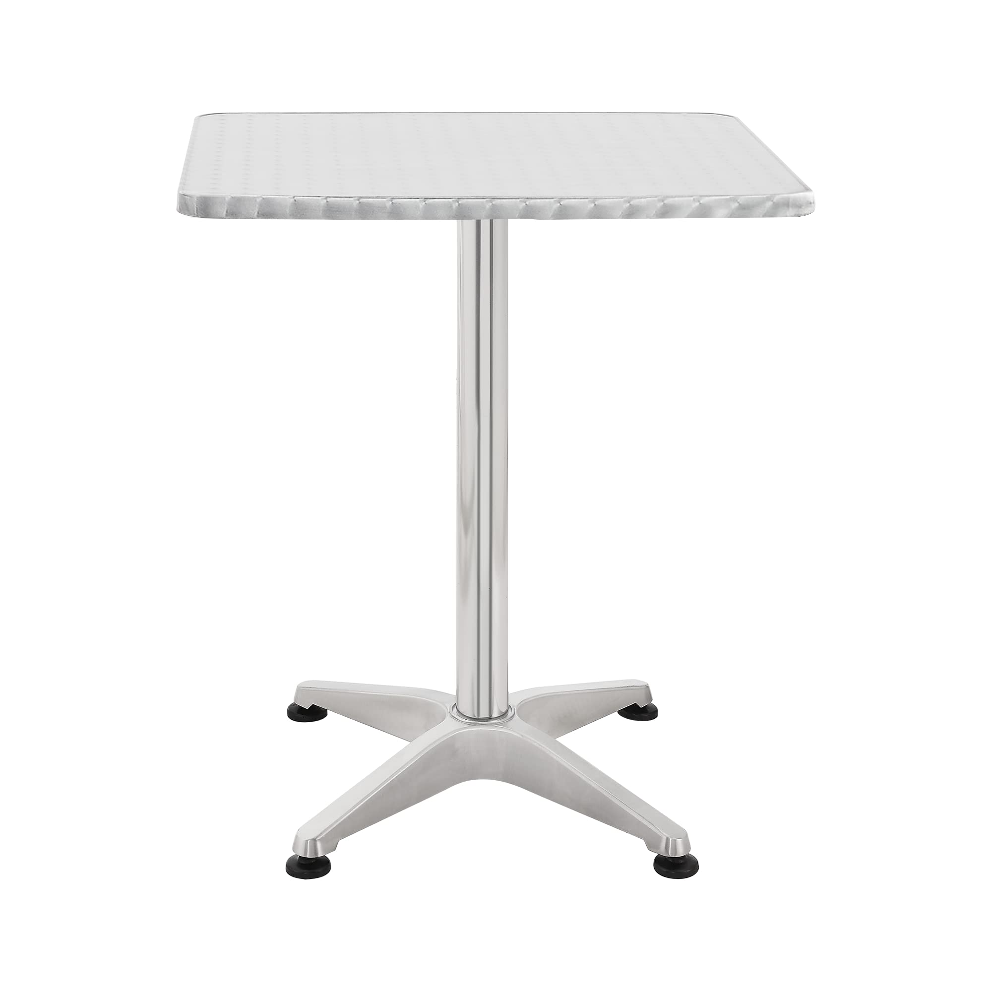 [en.casa] Tavolo Alto da Bar ad Altezza Regolabile 75/115 cm Tavolino da Bistrot con Piano Quadrato Ribaltabile 60x60 cm da Esterno e Interno - Colore Argento
