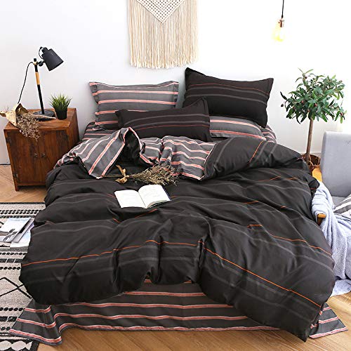 MMHJS Kit De Funda Nórdica De Microfibra Juego De Cama De 4 Piezas Funda Nórdica con Cremallera Funda De Almohada Sábana Adecuado para Cama Grande, Cama King Cover