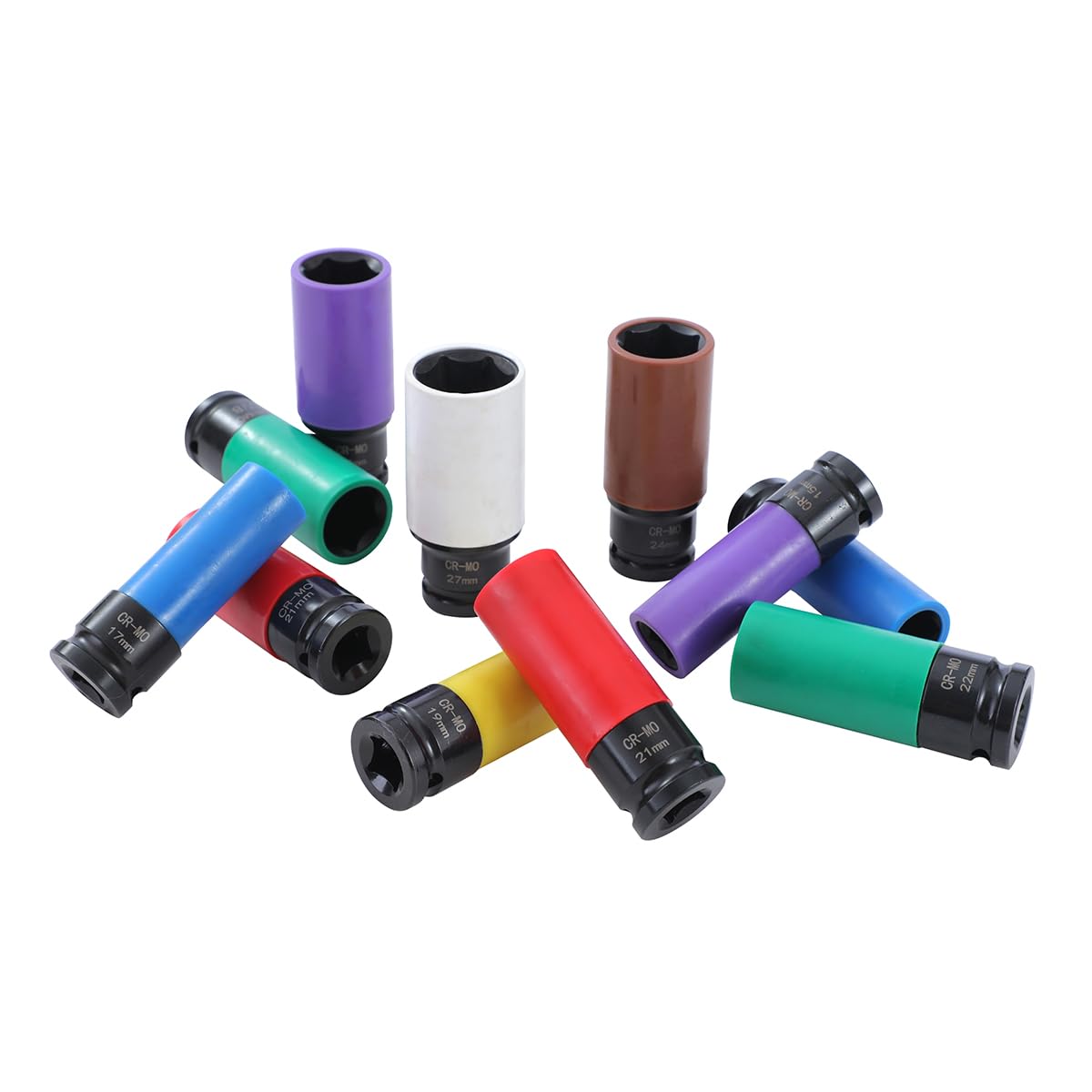 KATSU 1/2" Alu-Felgen Kraft-Stecknuss-Satz 11-teilig 15/17/19/21/22/23/24/27mm & 7/8" kompatibel mit Tesla, Chrom-Molybdän-Stahl, Steckschlüsselsatz Radmuttern, Schlagschrauber Nüsse, 85mm Länge
