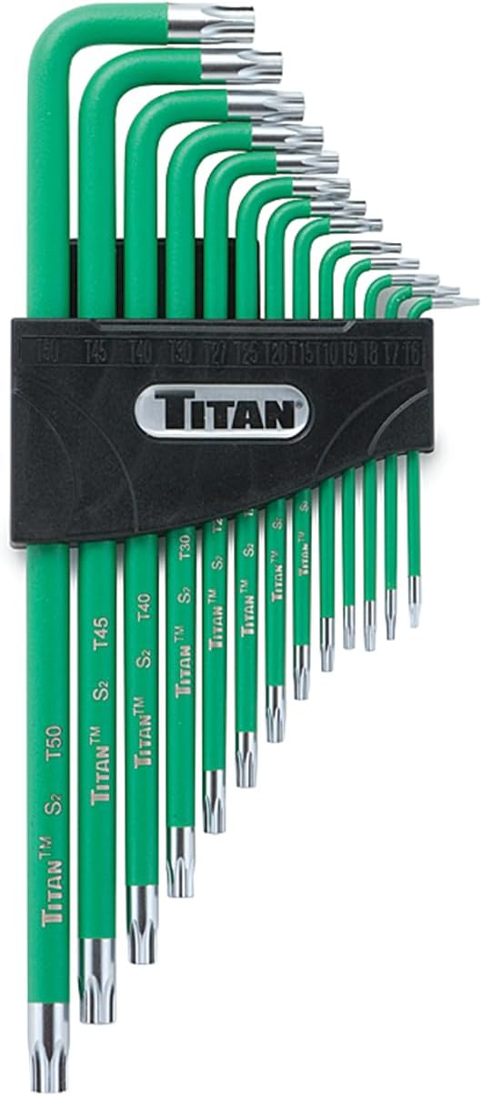 Titan Tools 12715 Extra-Long Arm Tamper Resistant Star Key Set – 13 Piece , Green, 1