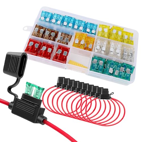 130pcs Practical 12V Auto Fuses Holders Set With 14 Standard Flat Fuses For Car Trucks And Recreationals Vehicles Electrical Maintenance