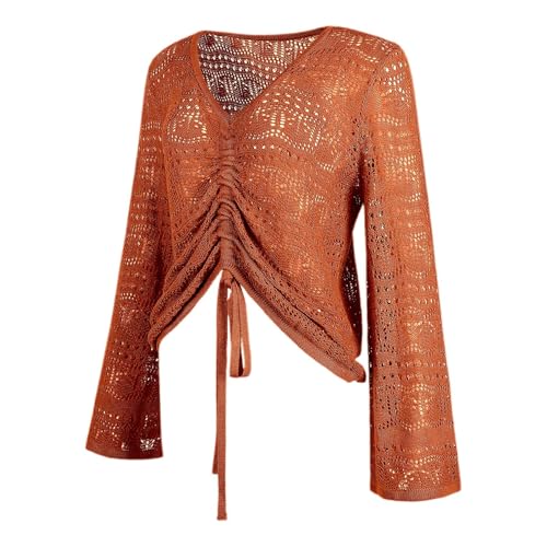 Boho Off Shoulder Sheer Crop Top with Sleeves & Ruffled Sweater Men Hoodie Pullover4