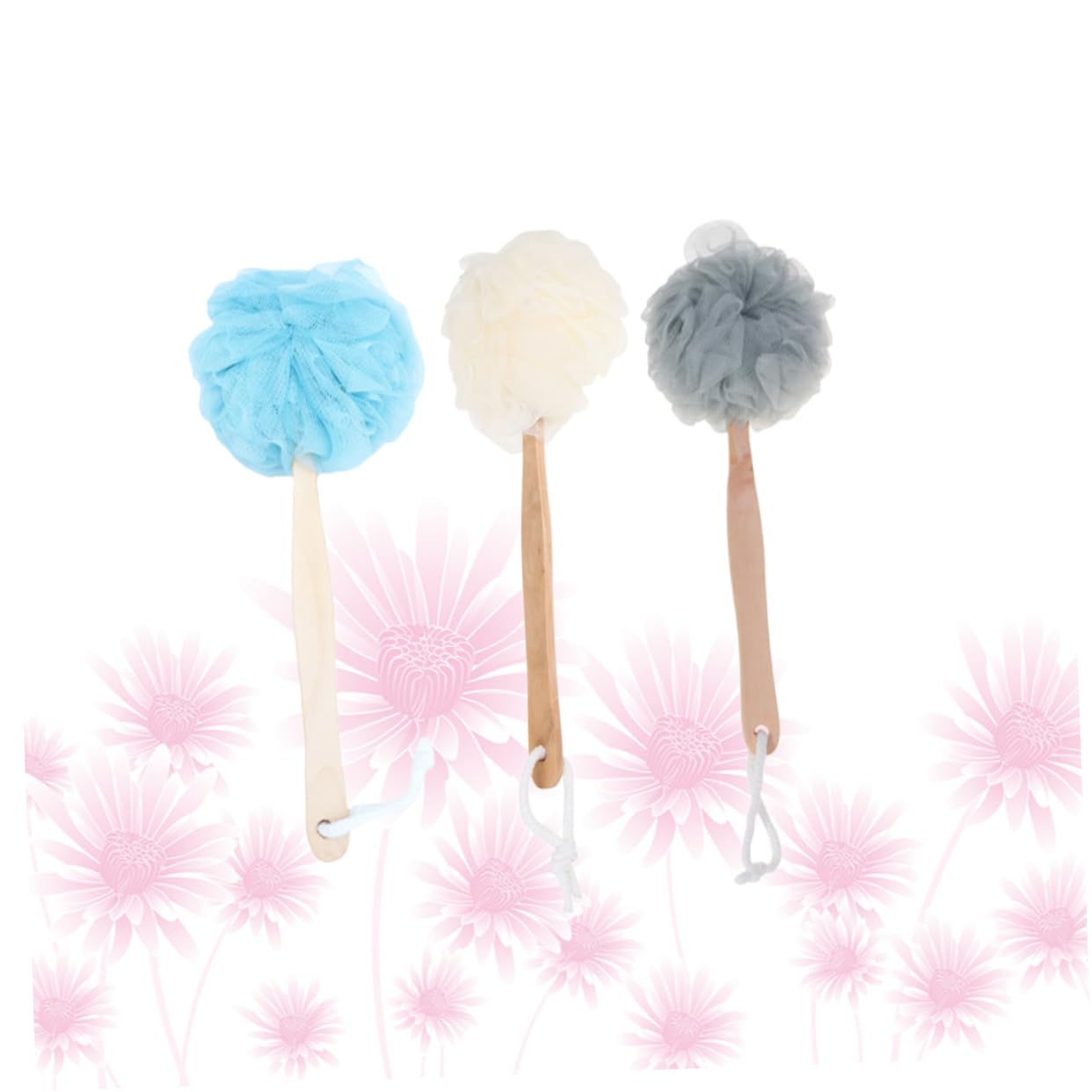 Healeved 3 Piezas Toalla de baño de bola de baño depurador de espalda de lufa espuma cepillo de esponja de lufa ducha del baño cuerpo bath accesorios para el baño Bambú