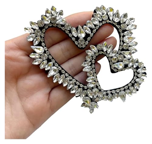 Appliques double cœur en strass perlés durables pour customiser une veste - 2