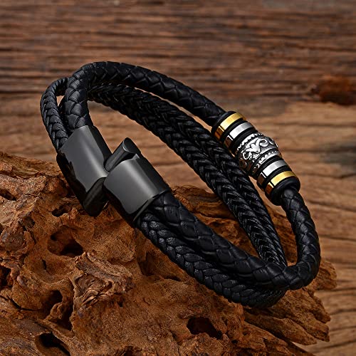 Futimely To My Son/To My Grandson I Will Always Be With You Braided Leather Bracelet For Men,Stainless Steel Inspirational Wristband,Mens Braided Leather Bracelet Bangle Wristband (To My Son) #TOP5