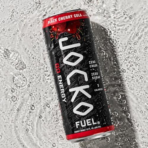 Image of Jocko Fuel GO Energy Drinks, Black Cherry Cola - 95mg Caffeine with Added Adaptogens, Vitamin B12 & B6, & L Theanine for Mood & Focus Support, No Sugar, 12 Pack - Packaging May Vary