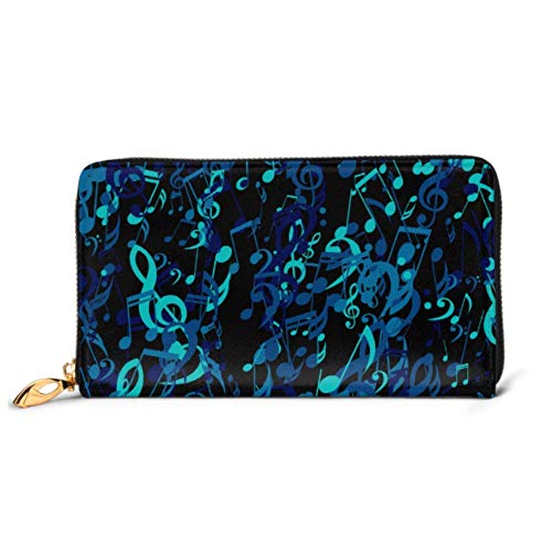 Preisvergleich Produktbild JHGFG Mode Handtasche Reißverschluss Brieftasche Striche Musiknoten Trendy Notizen Telefon Kupplung Geldbörse Abendkupplung Blockieren Leder Brieftasche Multi Card Organizer