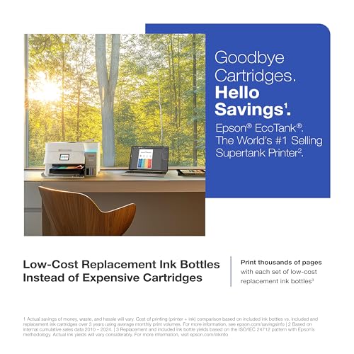 epson ecotank et-4950 wireless all-in-one color supertank printer with up to 3 years of ink refillable tanks perfect for office 18 ppm 2434 color touchscreen auto document feeder  white