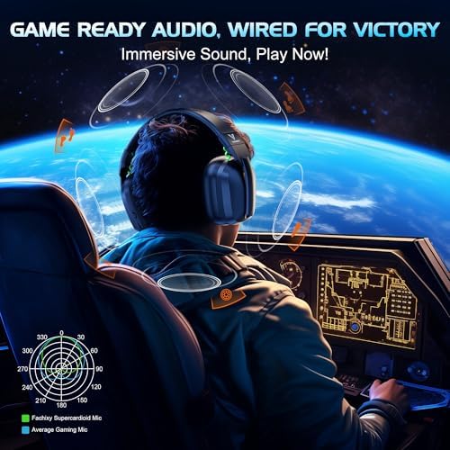 Vakedy Gaming Headset for PS5, PC, PS4, Xbox Series X, Switch, Wired Over Ear Headphones with Noise Cancelling Mic, Stereo Sound, Folding Design, 3.5mm Audio Jack(Black)