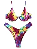 ZAFUL Frauen sexy Krawatte Schultern gerippten Bikini Set gepolsterte Riemen Dreieck Badeanzug