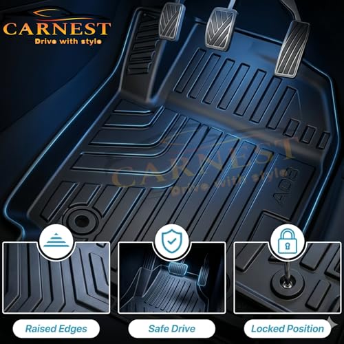 Image of Carnest 5D TPE Car Floor Mat Compatible with - Nexon-(2023-2026) Vehicle Specific Fit | Waterproof, Dustproof & Anti-Slip | Heavy Duty All Weather Car Foot Mat (3 Rows,Black)